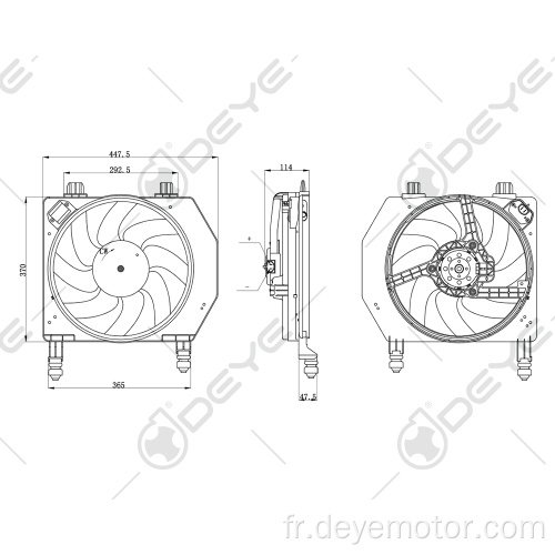 97FB8C607AA/DA/DH Radiateur ventilateur de refroidissement moteur 12v